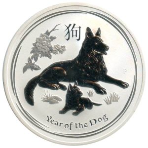 1 oz Lunar II Silber - Hund 2018