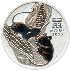 5 oz Lunar III Silber - Maus 2020