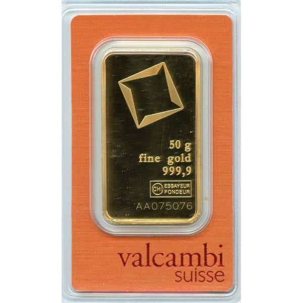 50 g Goldbarren - Valcambi geprägt