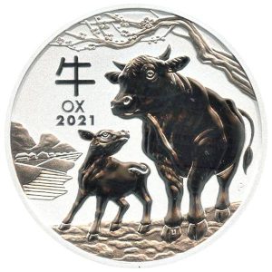 5 oz Lunar III Silber - Ochse 2021 - D