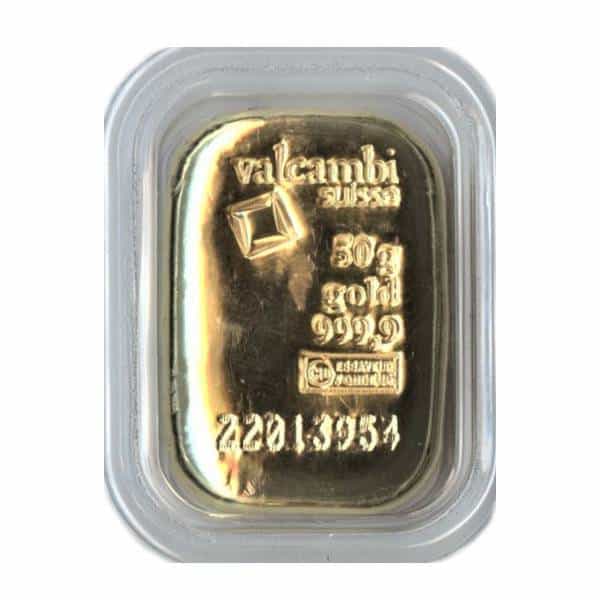 50 g Goldbarren - Valcambi gegossen