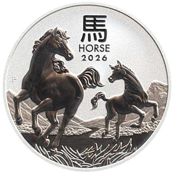 1/2 oz Lunar III Silber - Pferd 2026 - 19% MwSt.