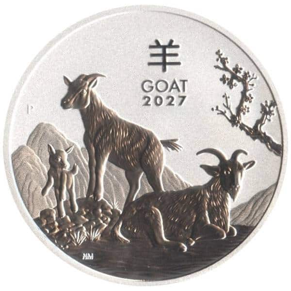 2 oz Lunar III Silber - Ziege 2027 - 19% MwSt.